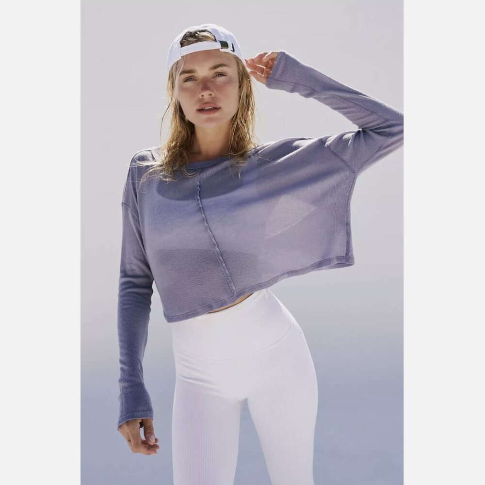 Free People Lilac Cropped Long Sleeve Tee - Picture 4 of 4